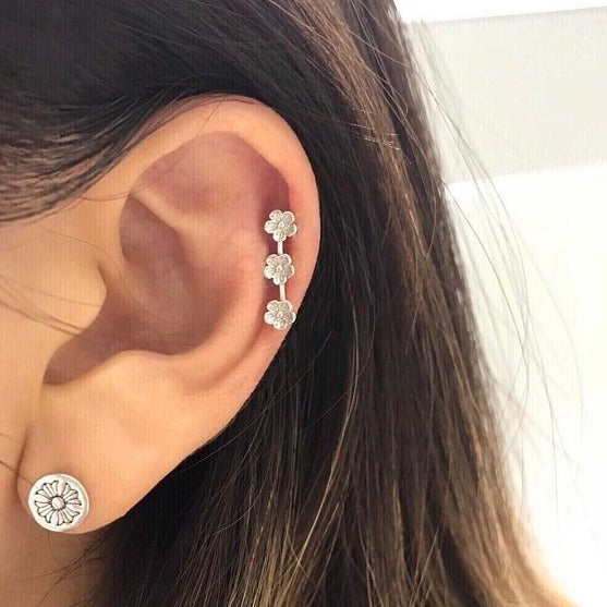 Origami Jewellery 925 Silver Flower Ear Sweep