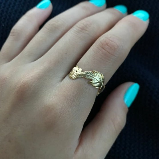 origami jewellery Adjustable Feather Ring