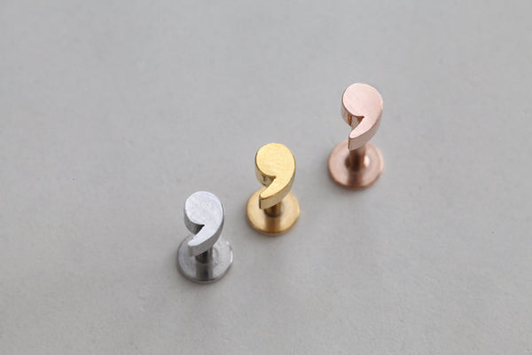 origami jewellery Apostrophe Threadless Flat back