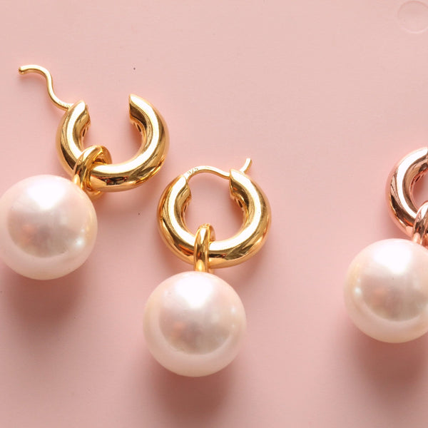 origami jewellery Bold Pearl Hoops