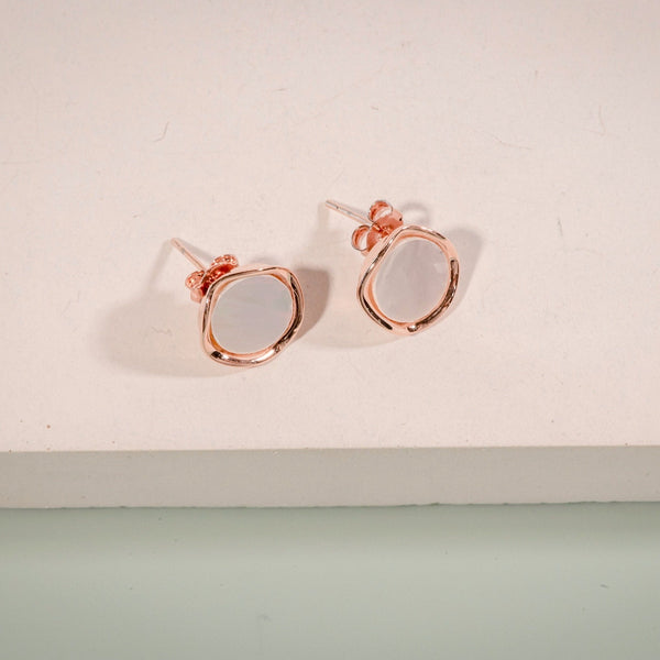 Origami Jewellery Circle Opal Stud Earrings