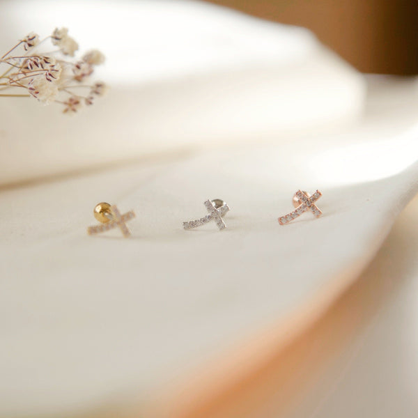 Origami Jewellery Curved Cross Earring