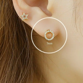 origami jewellery CZ Circle Earrings