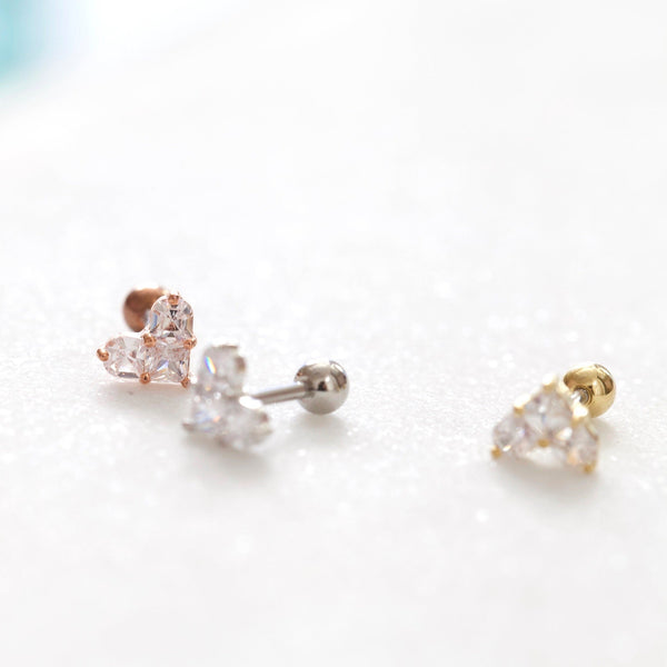 Origami Jewellery CZ Heart Conch Earring