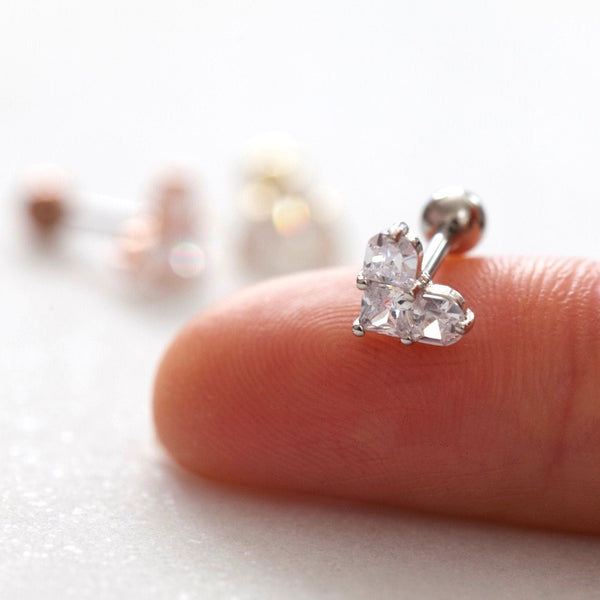 origami jewellery CZ Heart Conch Earring