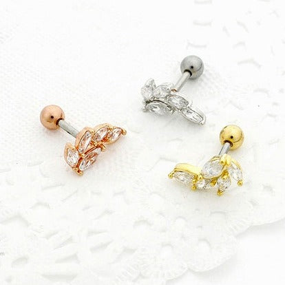 Origami Jewellery CZ Leaf Earring