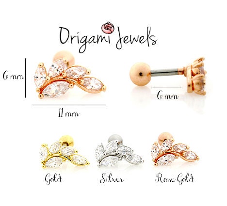 Origami Jewellery CZ Leaf Earring