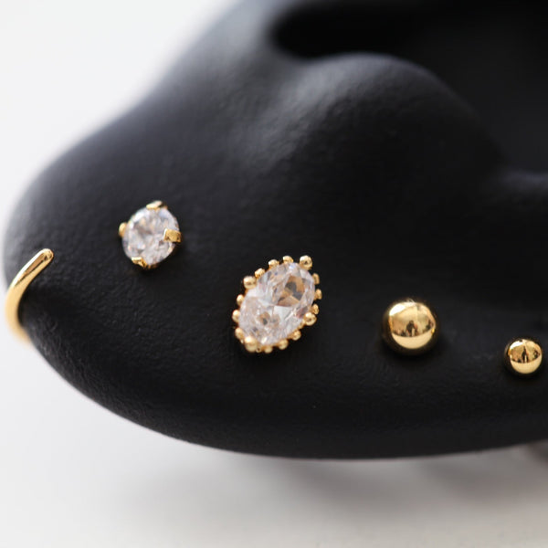Origami Jewellery CZ Oval Cartilage Stud