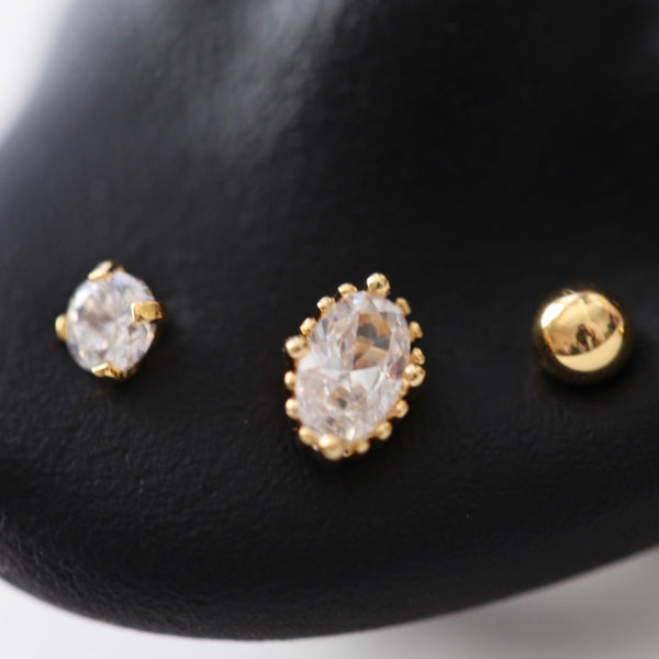 origami jewellery CZ Oval Cartilage Stud