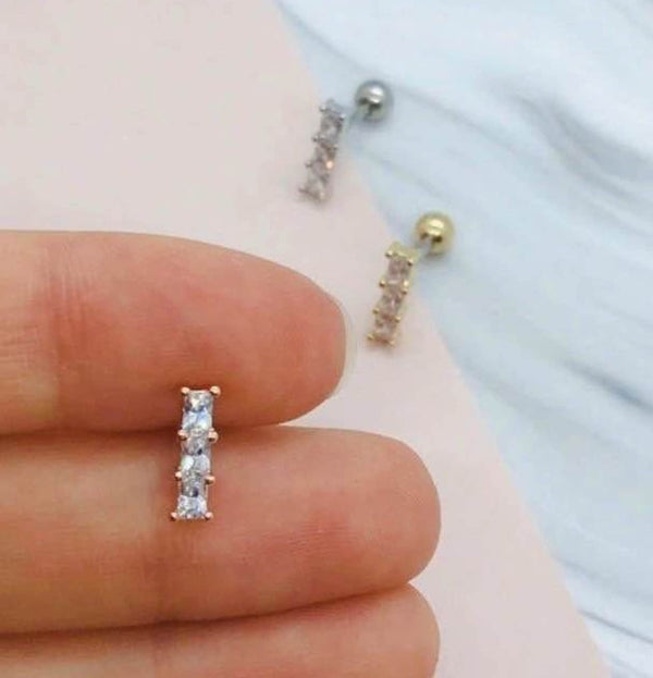 Origami Jewellery CZ Pave Bar Earrings