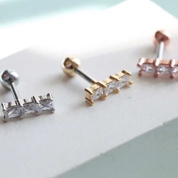 origami jewellery CZ Pave Bar Earrings