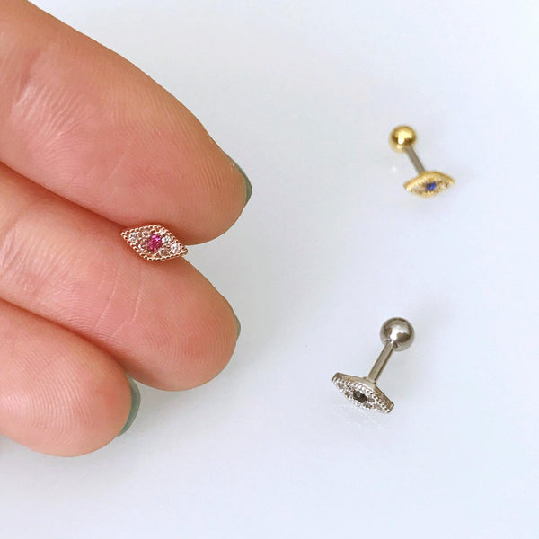 Origami Jewellery CZ Pave Evil Eye Earring