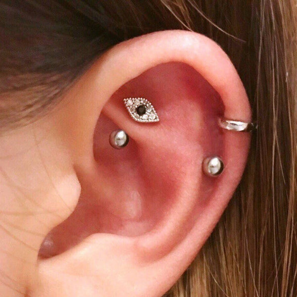 origami jewellery CZ Pave Evil Eye Earring