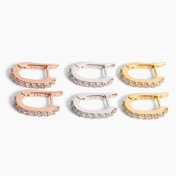 Origami Jewellery CZ Paved Long Hoop