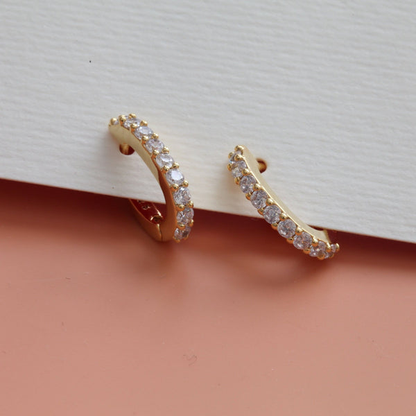 Origami Jewellery CZ Paved Long Hoop