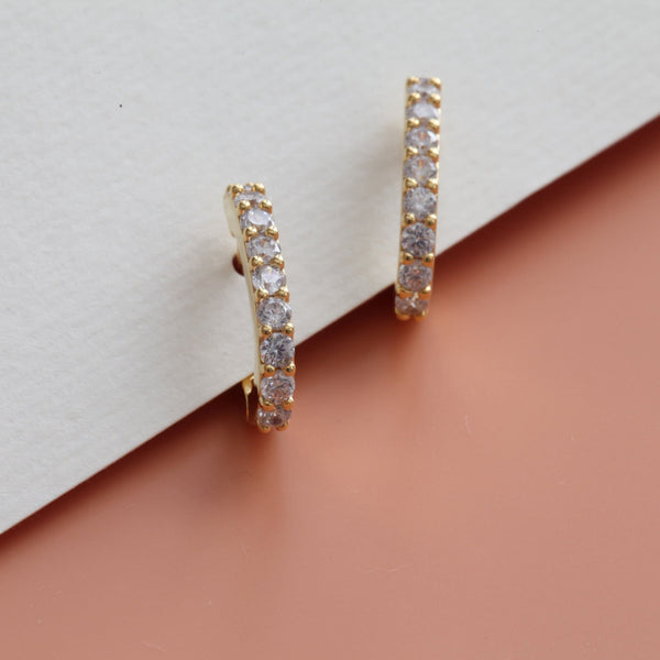 Origami Jewellery CZ Paved Long Hoop