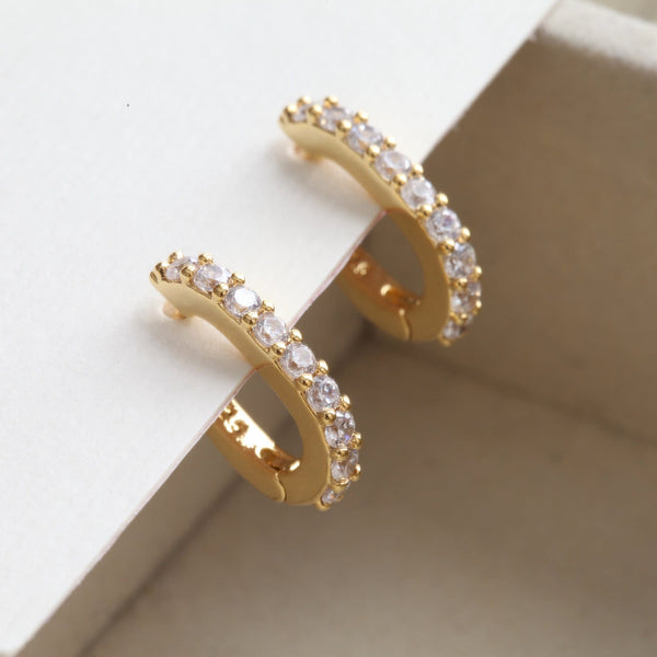 origami jewellery CZ Paved Long Hoop