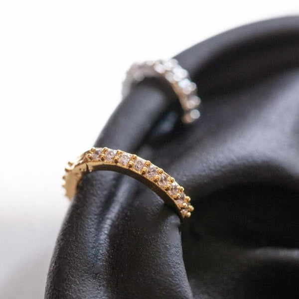 origami jewellery CZ paved small hoop