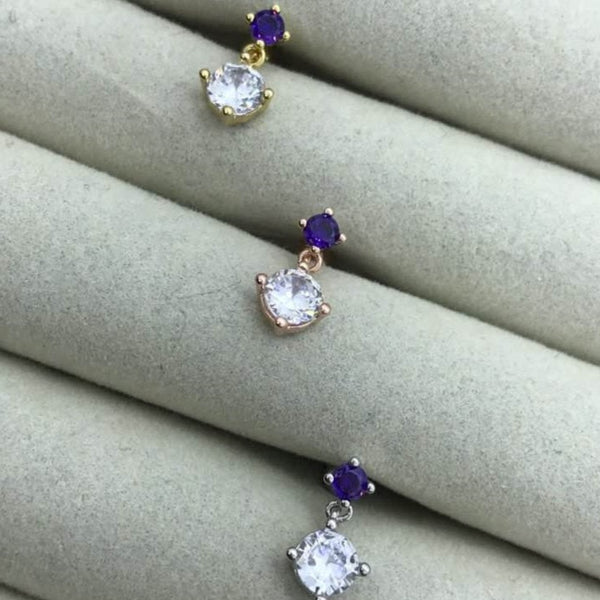 Origami Jewellery CZ Purple Dangle Earring