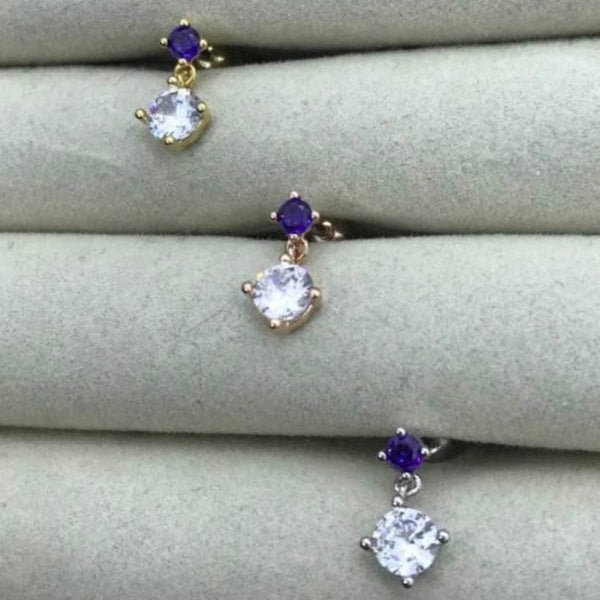 Origami Jewellery CZ Purple Dangle Earring