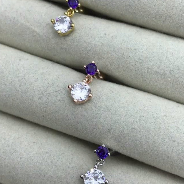 origami jewellery CZ Purple Dangle Earring