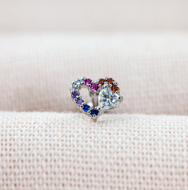 origami jewellery CZ Rainbow Heart Earring