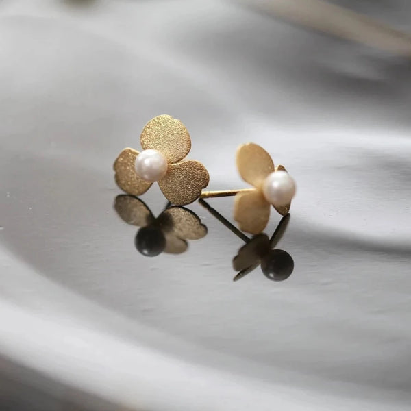 origami jewellery Flower Pearl Earrings