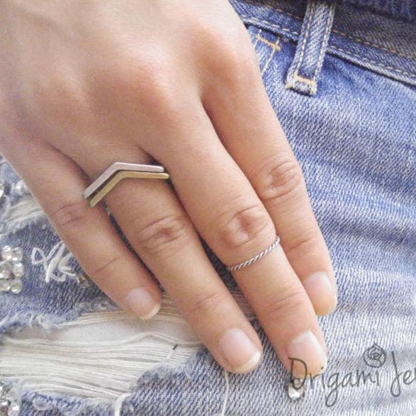 Origami Jewellery Geometric Chevron Ring