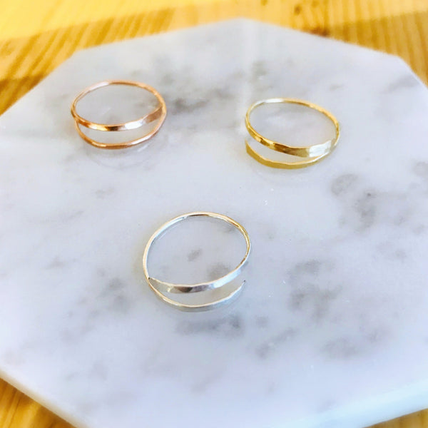 Origami Jewellery Hammer Finished Wire Ring