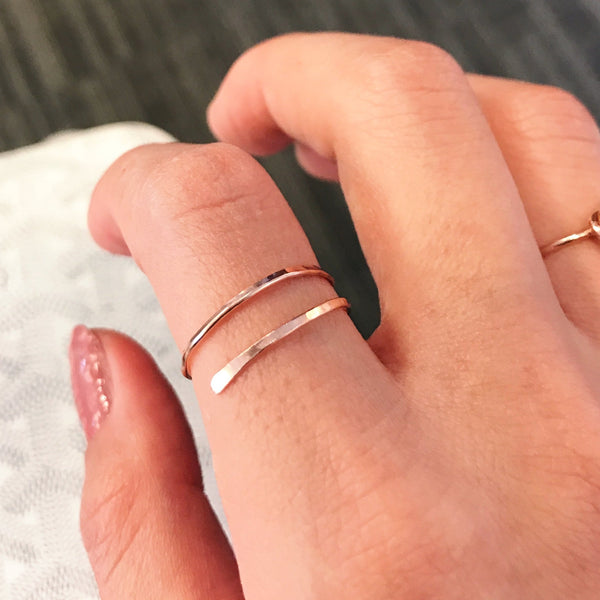 origami jewellery Hammer finished Wire Ring