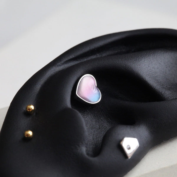 origami jewellery Heart Bubble Cartilage Earrings