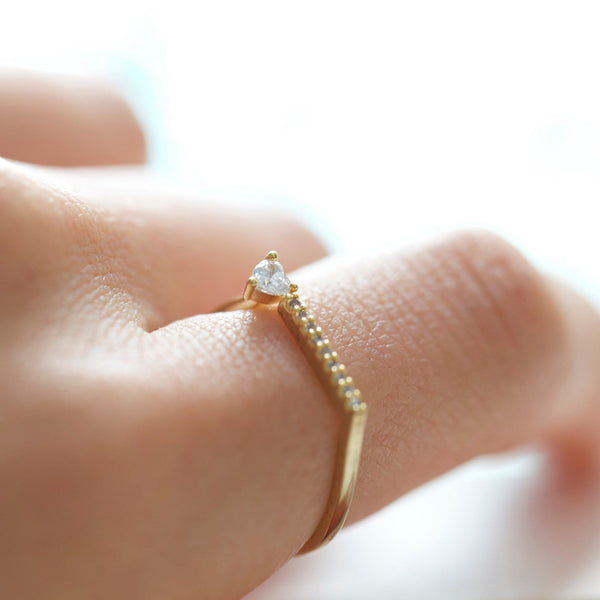 origami jewellery Heart Line Ring