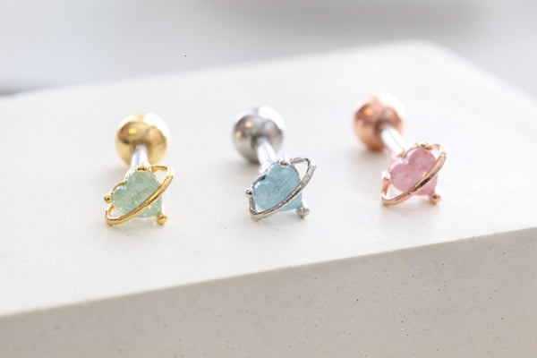 Origami Jewellery Heart Planet Studs