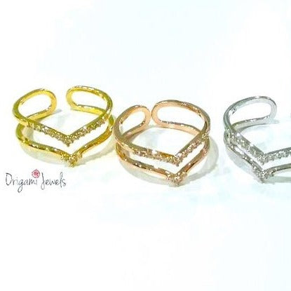 origami jewellery Layered Chevron Ring