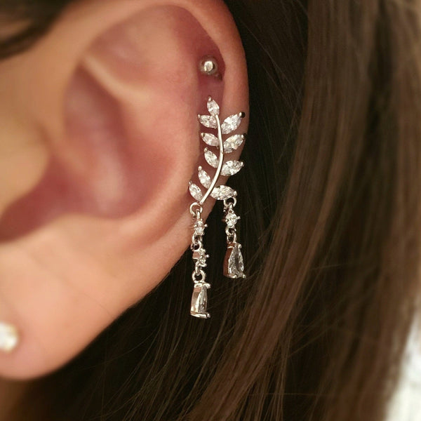 Origami Jewellery Leaf Ear Jacket Dangle Earring