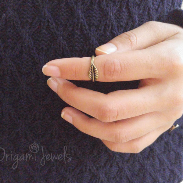 origami jewellery Leaf Midi Ring