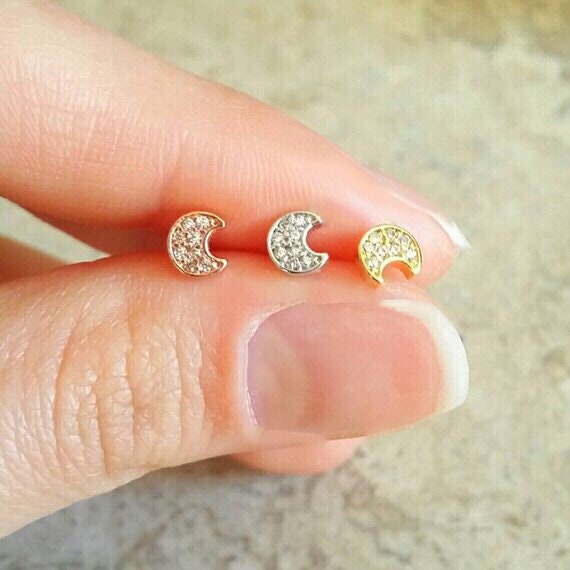 origami jewellery Moon Cartilage Earring