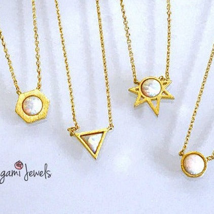 Origami Jewellery Opal Necklace