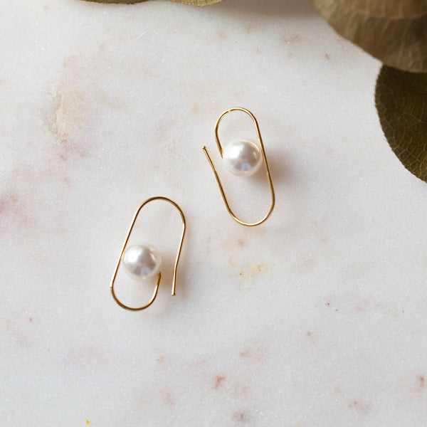 Origami Jewellery Paperclip Pearl Earrings