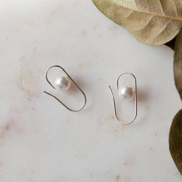 Origami Jewellery Paperclip Pearl Earrings