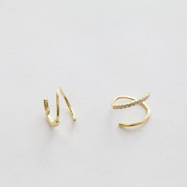 Origami Jewellery Paved Double Hoop Twist Earrings