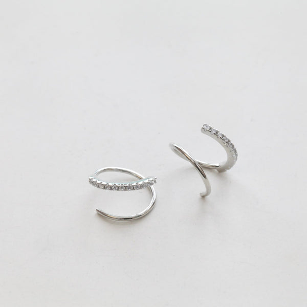 Origami Jewellery Paved Double Hoop Twist Earrings