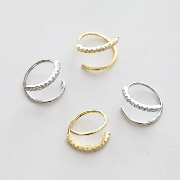 Origami Jewellery Paved Double Hoop Twist Earrings