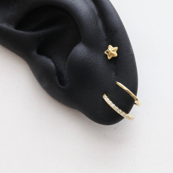 origami jewellery Paved Double Hoop Twist Earrings