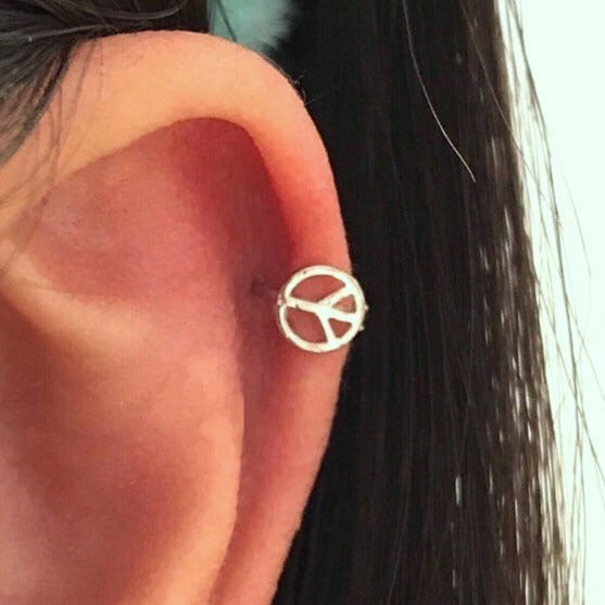 origami jewellery Peace Sign Hoop