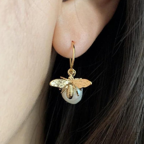 Origami Jewellery Pearl Bee Hoops
