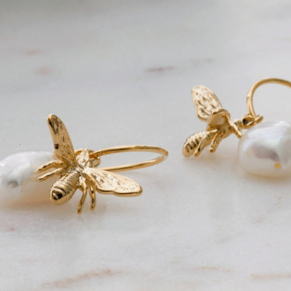 origami jewellery Pearl Bee Hoops