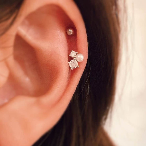 origami jewellery Pearl Cluster Earring