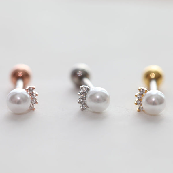 origami jewellery Pearl Crown Stud Earring