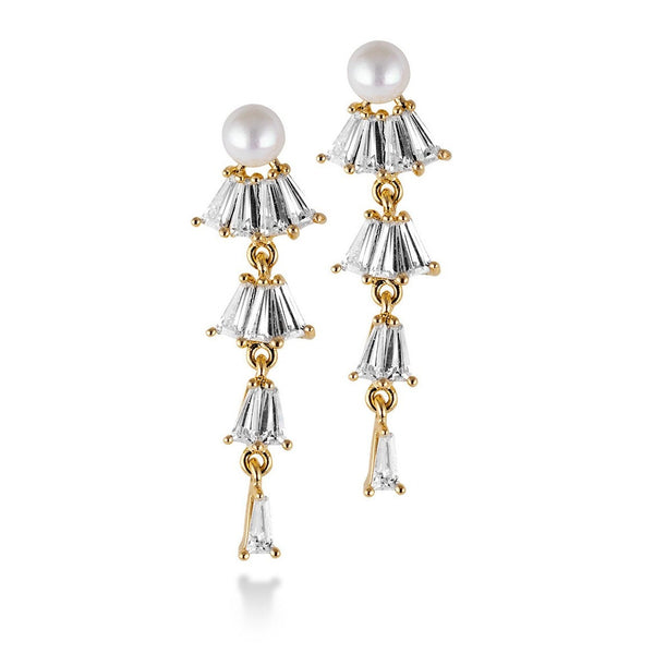 Origami Jewellery Pearl Dangle Fan Earrings